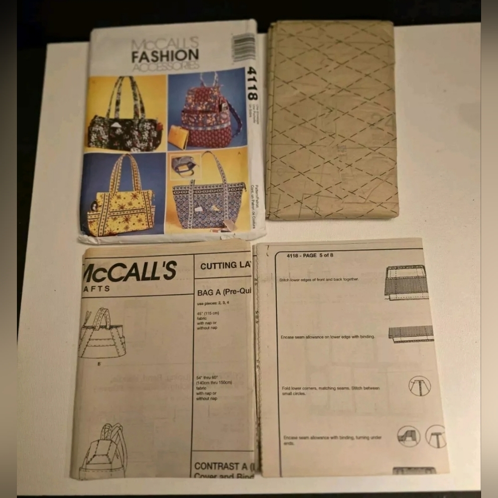 McCalls Sewing Pattern Purse Tote Handbag 4118 UNCUT - Picture 3 of 3
